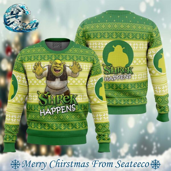 Shrek Happens Best Xmas Knitted Ugly Christmas Sweater Gift For Family