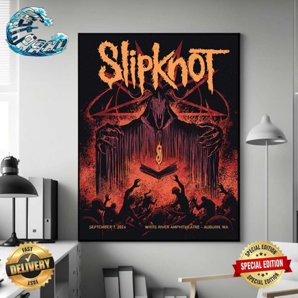 Slipknot 2024 Tour Poster 25th Anniversary At White River Amphitheatre In Auburn WA On September 7 2024 Home Decor Poster Canvas