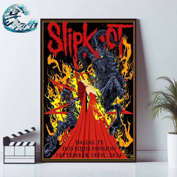 Slipknot 2024 Tour Poster In Dallas Texas At Dos Equis Pavilion On September 18th 2024 Home Decor Poster Canvas