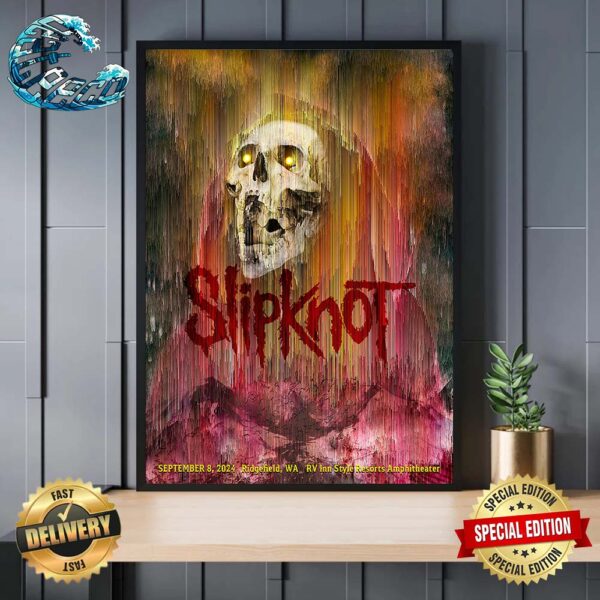 Slipknot Event Poster 25th Anniversary At RV Inn Style Resorts Amphitheater In Ridgefield WA On September 8 2024 Wall Decor Poster Canvas