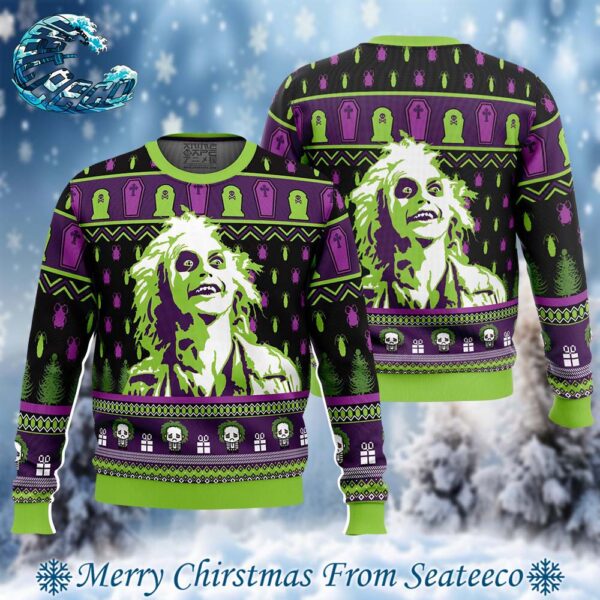 Smile Beetlejuice Ugly Christmas Sweater Gift For Holiday 2024