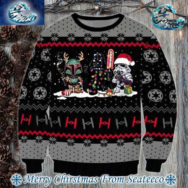 Star Wars Boba Fett Darth Vader Cute Snow 2024 Ugly Christmas Sweater