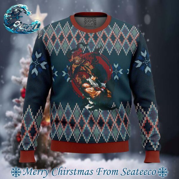 Street Fighter Ryu and Akuma Knitted Ugly Christmas Sweater