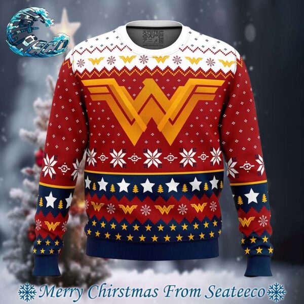 Super Heroes Wonder Woman Christmas Holiday Ugly Christmas Sweater Gift For Men And Women