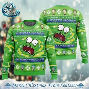 Sweater Rick I Turned Myself Into A Rick And Morty Xmas Gift For Family Ugly Christmas Sweater