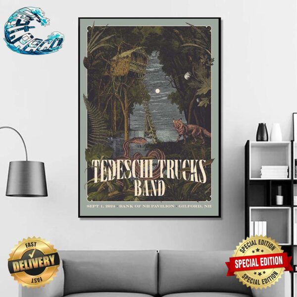 Tedeschi Trucks Band Event Poster For Gilford NH At Bank of New Hampshire Pavilion On September 1 2024 Home Decor Poster Canvas