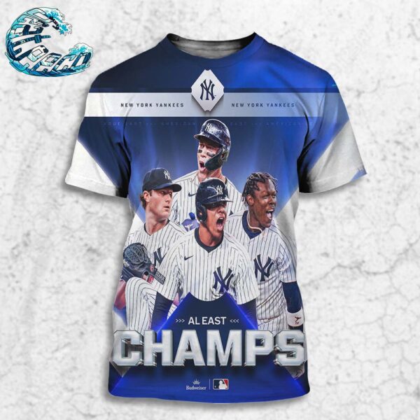 The New York Yankees Are Crowned MLB AL East Division Champions 2024 For The Third Time In Six Years All Over Print Shirt