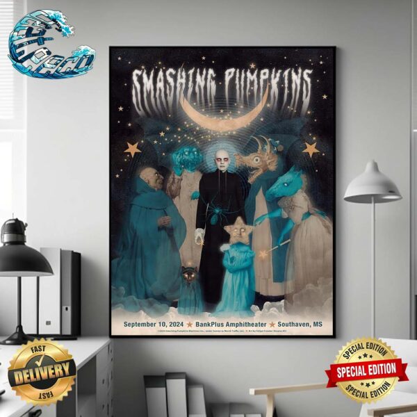 The Smashing Pumpkins Poster For Tonight In Southaven Mississippi At BankPlus Amphitheater On September 10 2024 Home Decor Poster Canvas