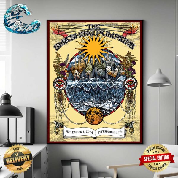 The Smashing Pumpkins Poster For Tonight On September 1 2024 At PNC Park In Pittsburgh PA Poster Canvas For Wall Decor