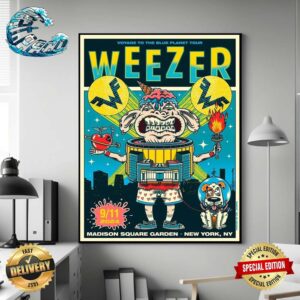 Weezer Band Poster For Tonight In New York NY At Madison Square Garden On September 11 2024 Home Decor Poster Canvas