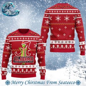 Alabama Crimson Tide NCAA Funny Grinch Pattern Knitted Ugly Christmas Sweater