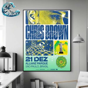 Chris Brown Poster For Show Music In Sao Paolo Brazil At 21 Dez Allianz Parque On December 21st 2024 Poster Canvas For Home Decor