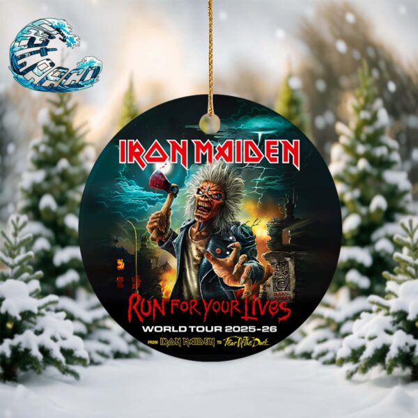 Iron Maiden Run For Your Lives World Tour 2025-2026 From Iron Maiden To Fear Of The Dark Xmas Gift Christmas Holiday Ornament