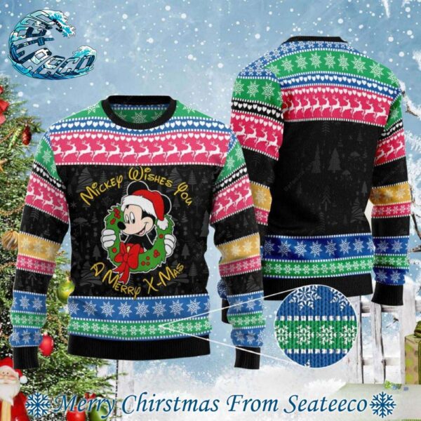 Mickey Wishes You A Merry Xmas Disney Ugly Christmas Sweater Gift For Holiday 2024