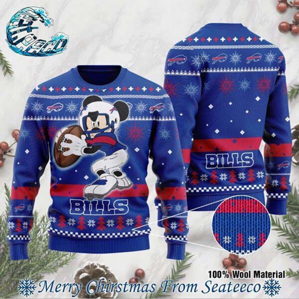 NFL Buffalo Bills Mickey Mouse Disney Football Player Funny Ugly Christmas Sweater Gift For Holiday 2024