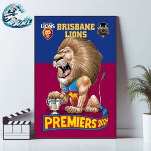 Official Brisbane Lions 2024 AFL Australian Football League Premiers Wall Decor Poster Canvas