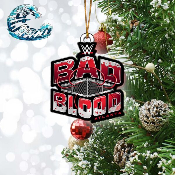 Official Logo For WWE Bad Blood 2024 Holiday Christmas Decorations Ornament